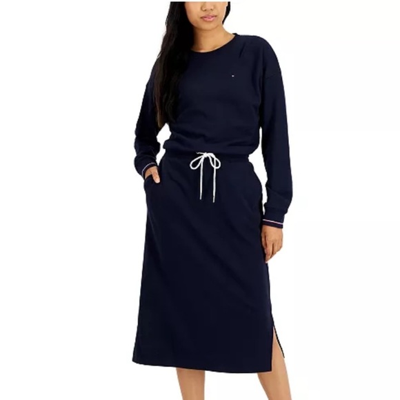 Tommy Hilfiger Women's Quarter-Zip Sweater Dress Blue Size X- Large